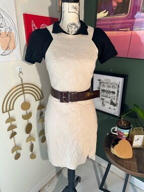 Office Chic Y2K Cream Sheath Dress